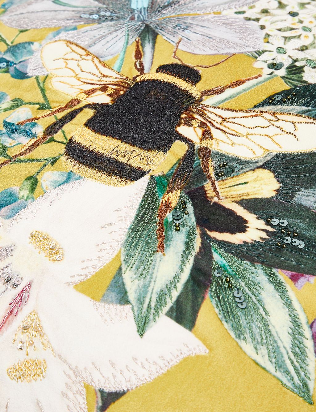 Velvet Bee Embroidered Cushion image 6