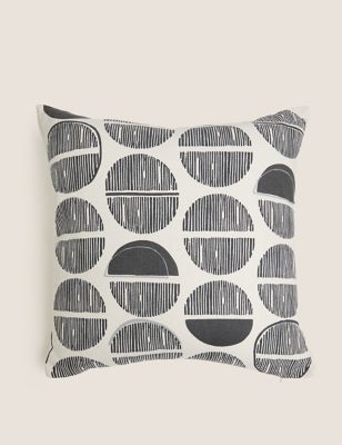 

Layla Cotton Geometric Cushion - Charcoal Mix, Charcoal Mix