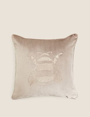 

Velvet Bee Embroidered Cushion - Latte, Latte