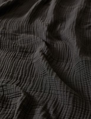 

M&S X Fired Earth Paris Collection Pure Cotton Throw - Charcoal, Charcoal