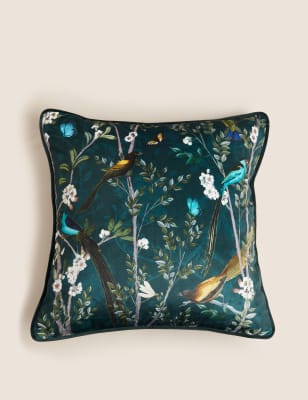 Velvet Spring Bird Cushion