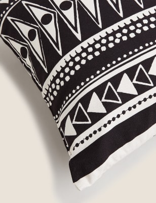 

M&S Collection Kissenbezug aus reiner Baumwolle mit geometrischem Muster - Schwarz Melange, Schwarz Melange