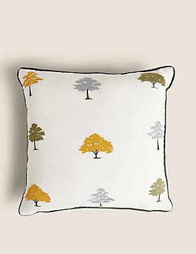 Cotton Rich Embroidered Trees Cushion