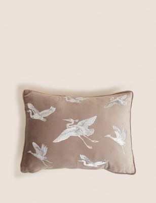 

M&S Collection Crane Embroidered Bolster Cushion - Blush, Blush