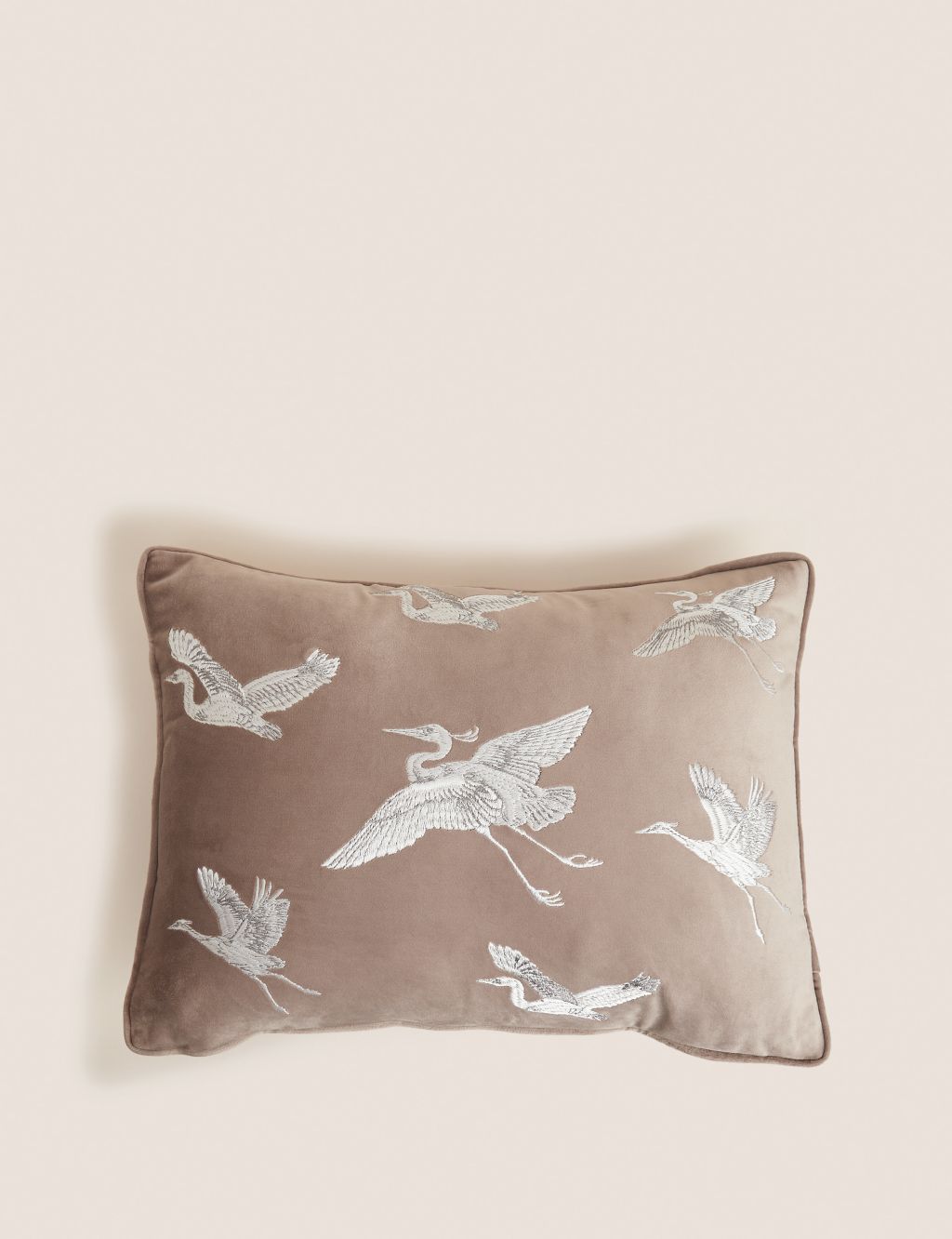 Crane Embroidered Bolster Cushion image 1