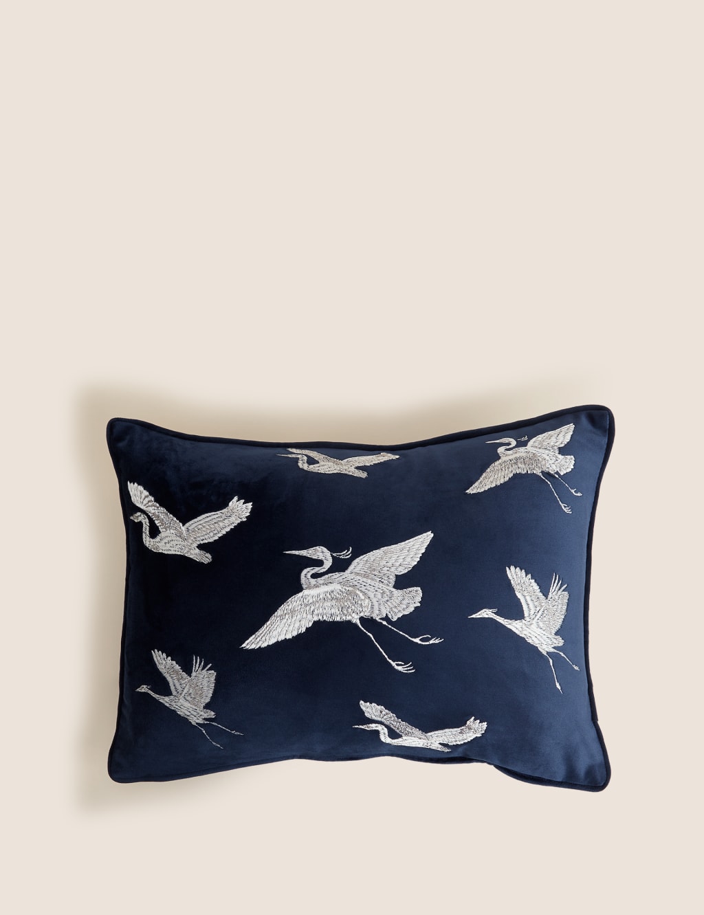 Crane Embroidered Bolster Cushion image 1