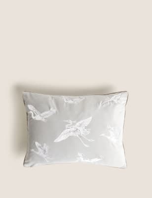 Crane Embroidered Bolster Cushion