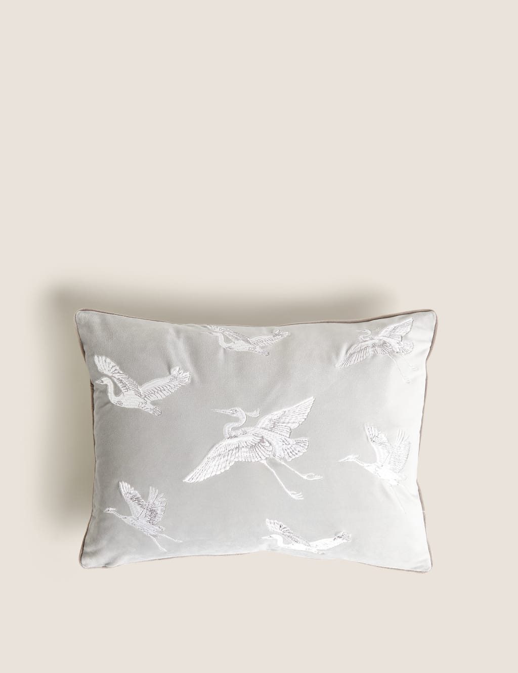 Crane Embroidered Bolster Cushion image 1