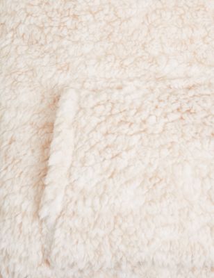The M&S Snuggle™ Teddy Fleece Kids' Hooded Blanket - Natural