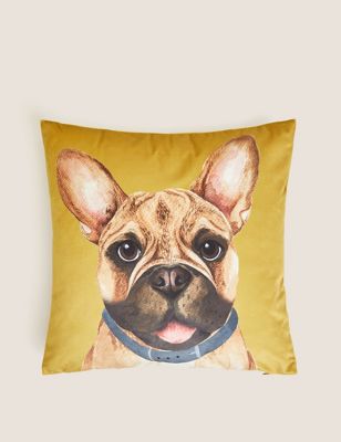 Velvet French Bulldog Printed Cushion - QA