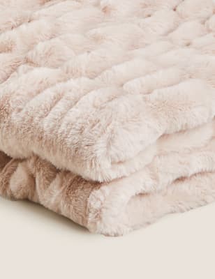 

M&S Collection Faux Fur Throw - Blush, Blush