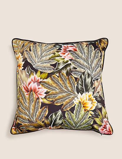 Velvet Tropical Print Cushion