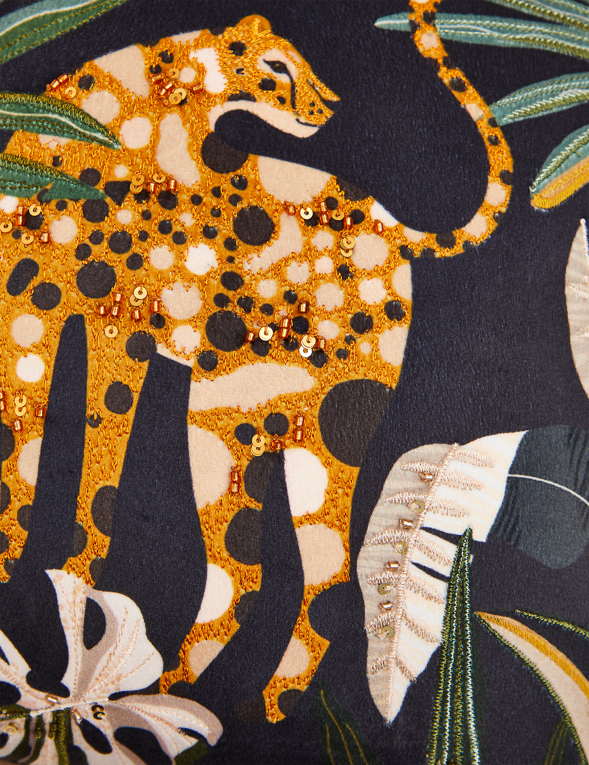 Velvet Cheetah Small Embroidered Cushion
