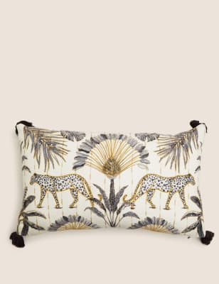

M&S Collection Cotton Blend Leopard Embroidered Bolster Cushion - Multi, Multi