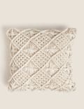 Coussin 100&nbsp;%coton à motif en macramé