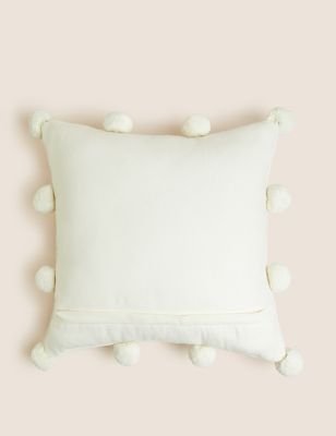 

M&S Collection Pure Cotton Pom Pom Edge Cushion - Ecru, Ecru