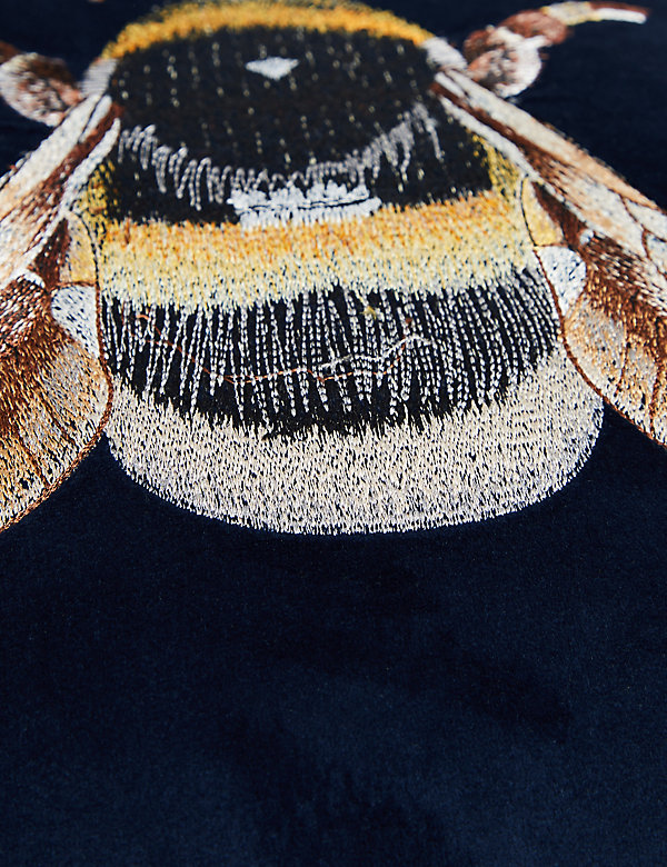 Velvet Bee Embroidered Cushion - PE