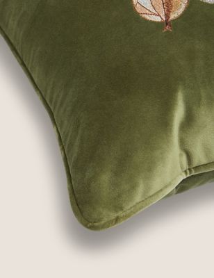

M&S Collection Velvet Bee Embroidered Cushion - Green, Green