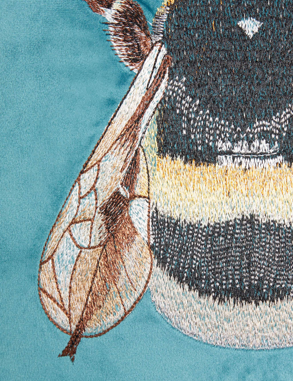 Velvet Bee Embroidered Cushion image 3