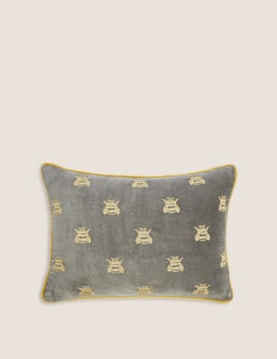 Velvet Bumblebee Print Bolster Cushion