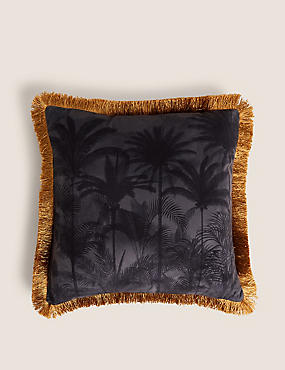 Velvet Palm Fringed Cushion