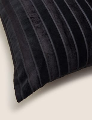 

M&S Collection Velvet Striped Cushion - Grey Mix, Grey Mix