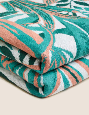 

M&S Collection Pure Cotton Palm Print Knitted Throw - Multi, Multi