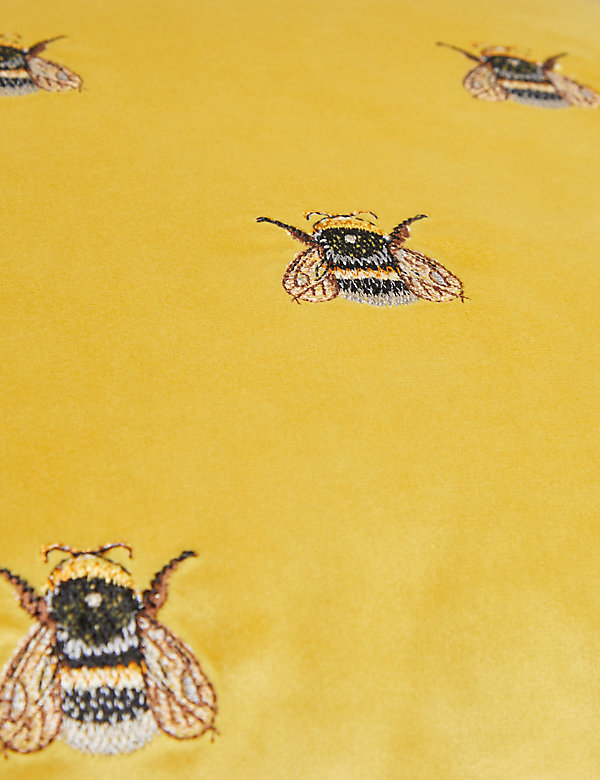 Velvet Bee Embroidered Cushion - GR