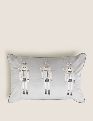 

Nutcracker Embroidered Bolster Cushion - Grey Mix, Grey Mix