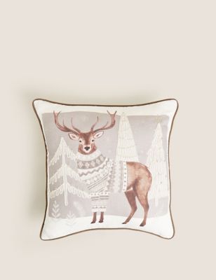 

Cotton Rich Winter Stag Piped Cushion - Grey Mix, Grey Mix
