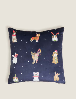 

Santa Paws Small Velvet Cushion - Grey Mix, Grey Mix