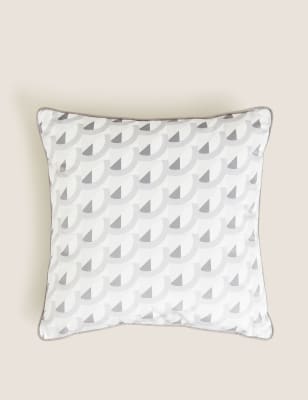 

Velvet Geometric Print Cushion - Silver Mix, Silver Mix