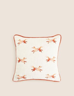 

Cotton Rich Fox Small Embroidered Cushion - Natural Mix, Natural Mix