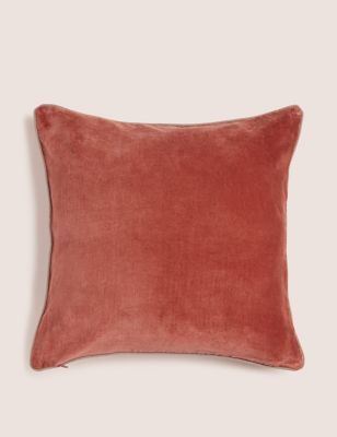 M&S Collection Pure Cotton Velvet Cushion - Rose, Rose