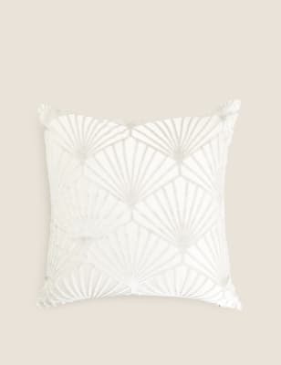 

M&S Collection Cut Velvet Art Deco Cushion - Silver Grey, Silver Grey