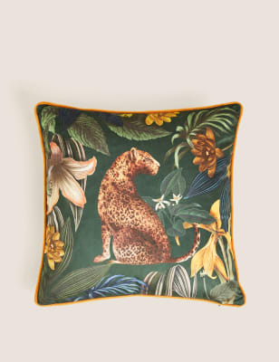 

M&S Collection Samtkissen mit Leoparden- und Dschungelmuster - Mehrfarbig, Mehrfarbig