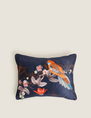 

Bird Embroidered Bolster Cushion - Burgundy Mix, Burgundy Mix