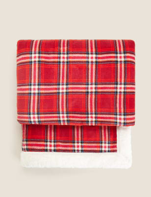 

Fleece Checked Throw - Red, Red