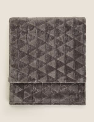 

Fleece Geometric Throw - Charcoal, Charcoal