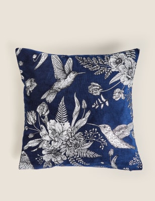 

Foil Floral Cushion - Navy, Navy