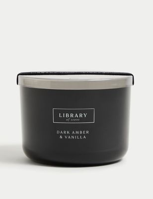Library Of Scent Dark Amber & Vanilla 3 Wick Candle - Black Mix, Black Mix