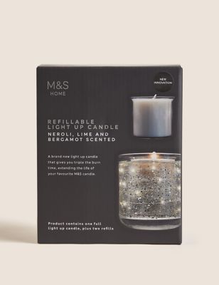 Marks & Sparkle Neroli, Lime & Bergamot Light Up Candle Refill Set - Silver, Silver