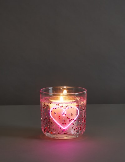 Neon Heart Light Up Candle