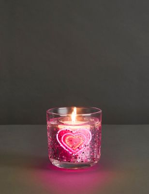 Marks & Sparkle Neon Heart Light Up Candle - Multi, Multi