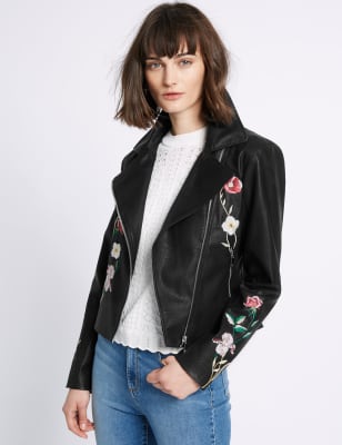 Embroidered biker sale jacket