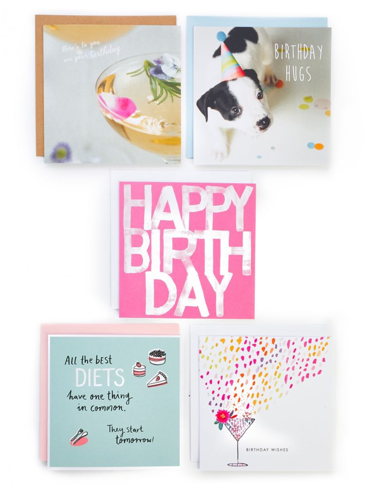 Pack of 5 Birthday Cards 1 of 7