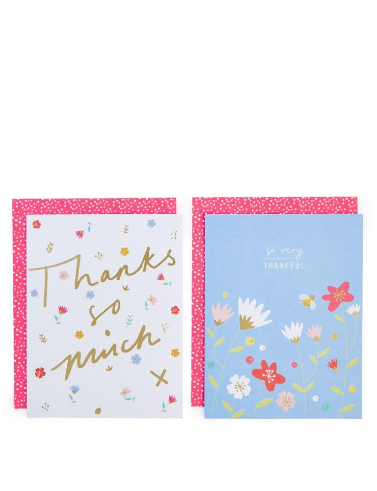 Pack of 8 Bright Floral Thank You Cards 1 of 3