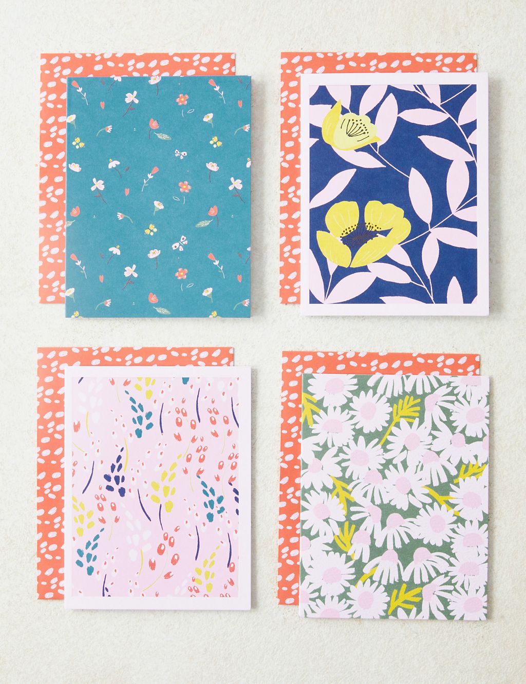 Pack of Contemporary Floral Blank Cards - 12 Cards in 4 Designs 3 of 4