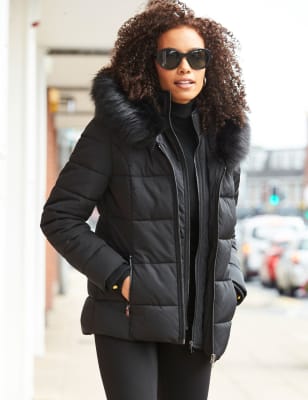 ladies puffer jacket with belt