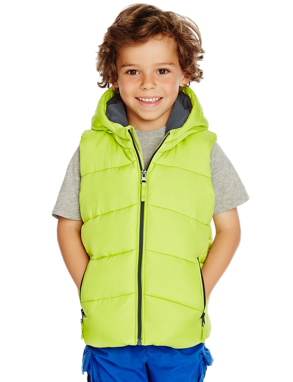 Padded Hooded Gilet with Fleece Lining (1-7 Years) 3 of 3